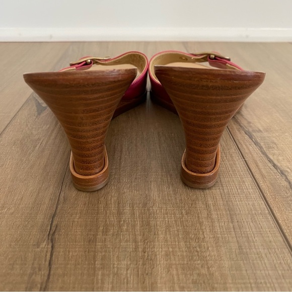 Coach Women's Traci Kerala Calf Fuchsia Pink Leather Wedge Sandals 8 Slides Y2K - Picture 7 of 9